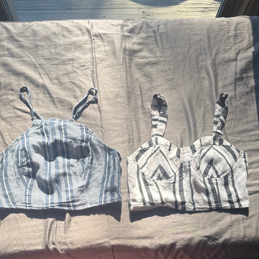 Two American Eagle Striped Crop Tops